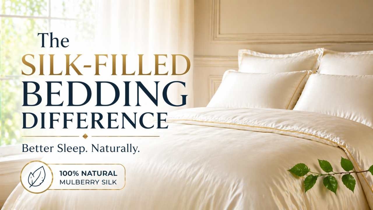 Luxury Mulberry Silk-Filled Bedding Set. Hand-Finished Duvets, Pillows, and Mattress Toppers