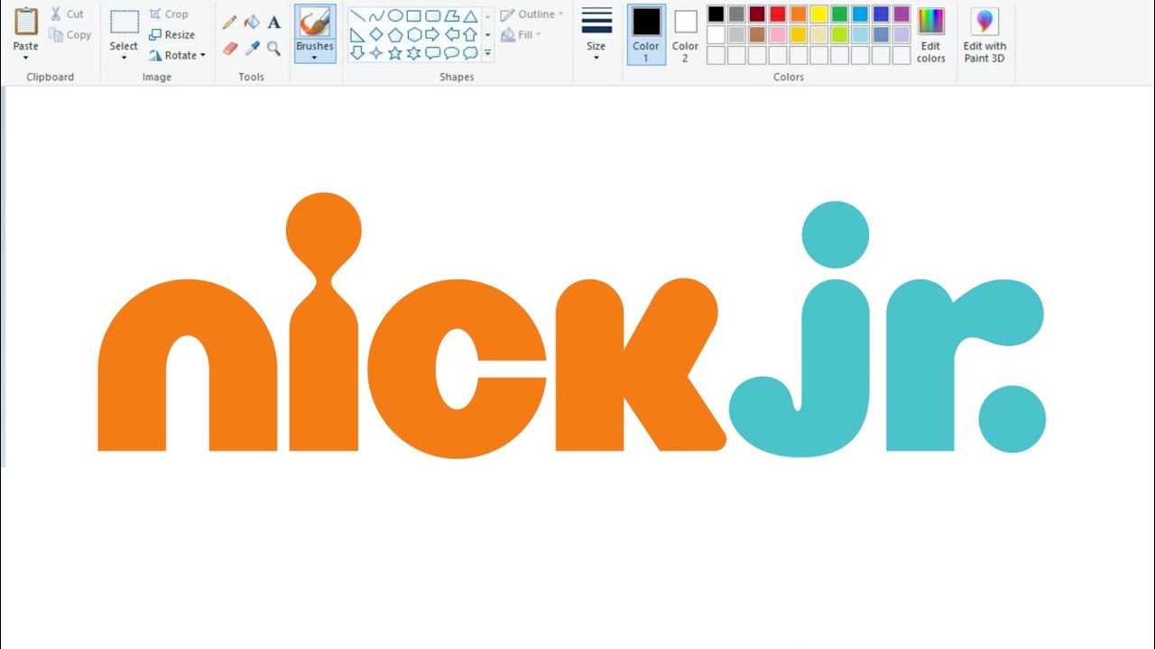 How to draw Nick Jr Logo on Computer using Ms Paint | Nick Jr. Logo Drawing.