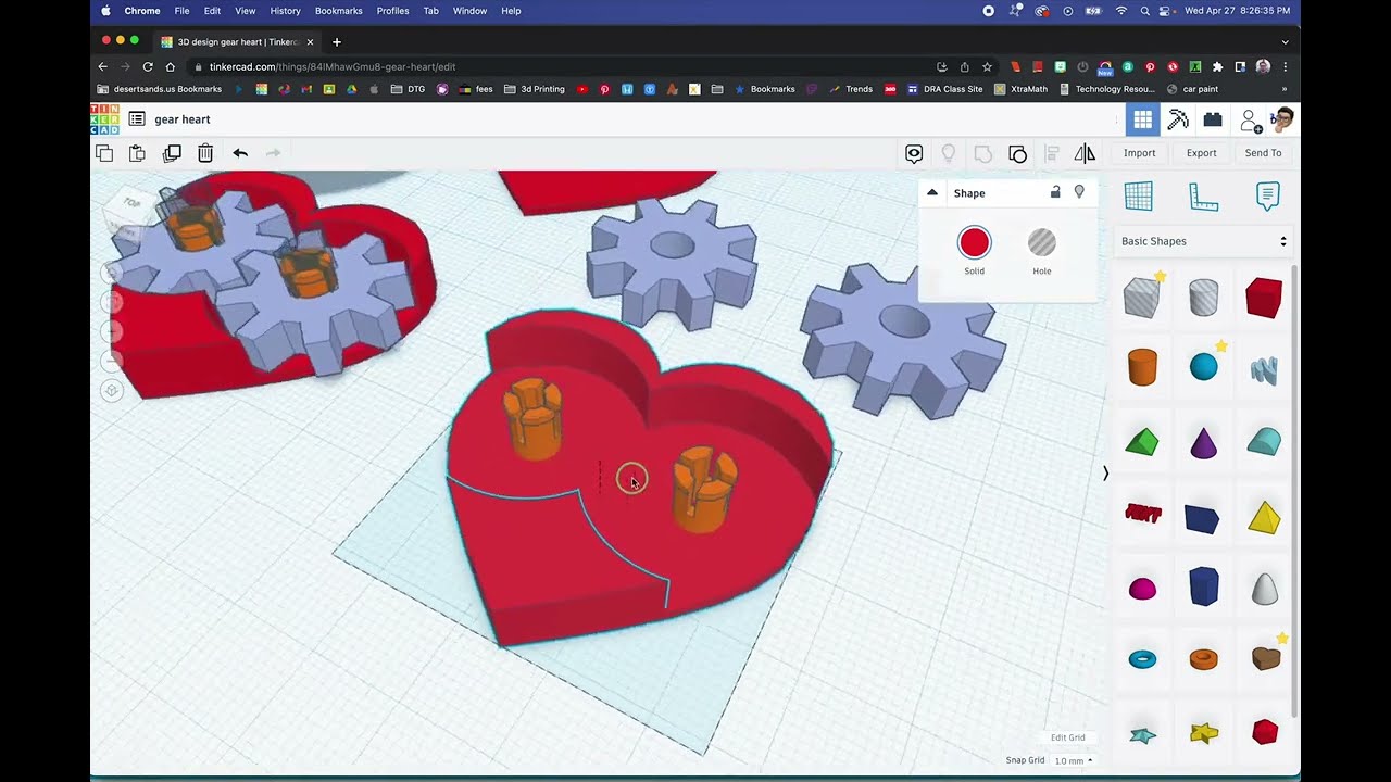 Учебное пособие Tinkercad по созданию брелока-сердечка (3D-моделирование)