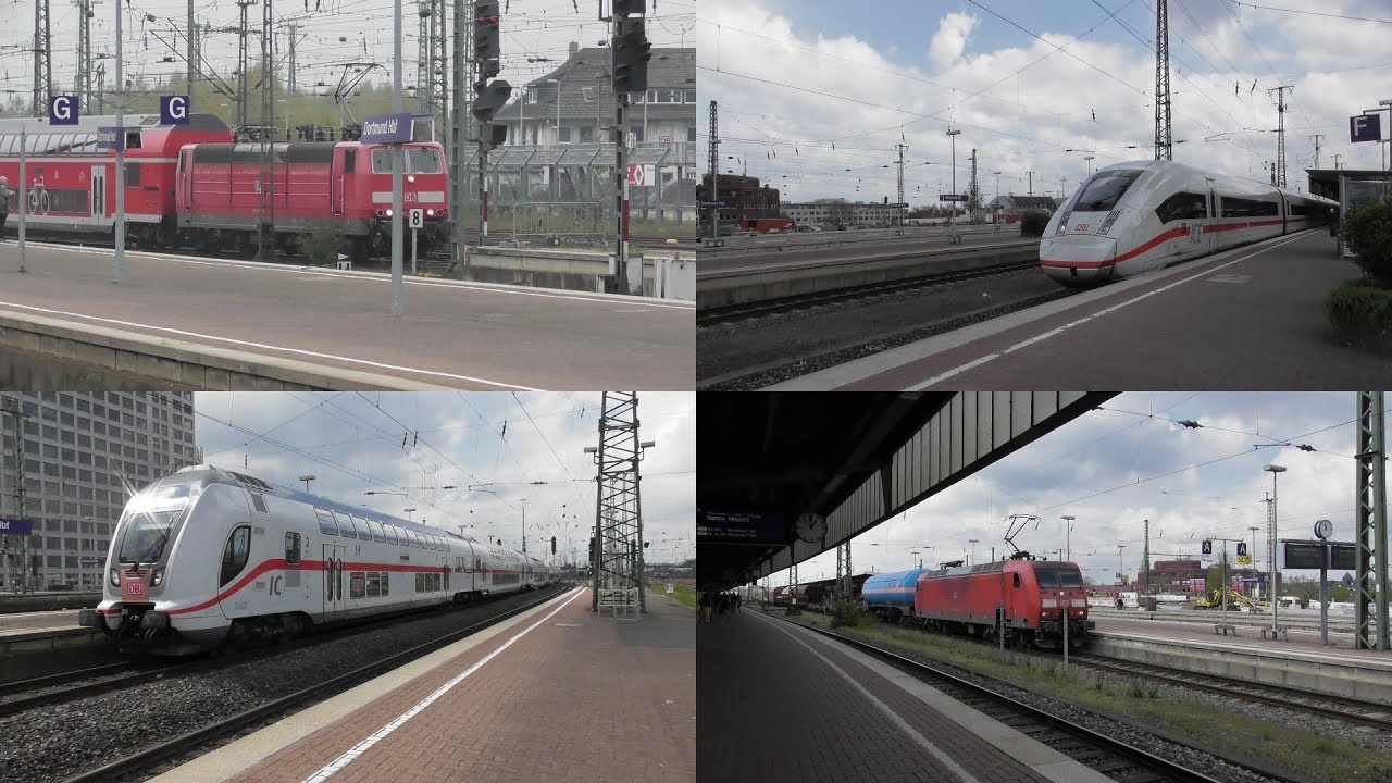 Bahnverkehr in Dortmund Hbf mit Br181, ICE 2,3&4, Intercity&Eurocity, Regionalverkehr und Güterzug