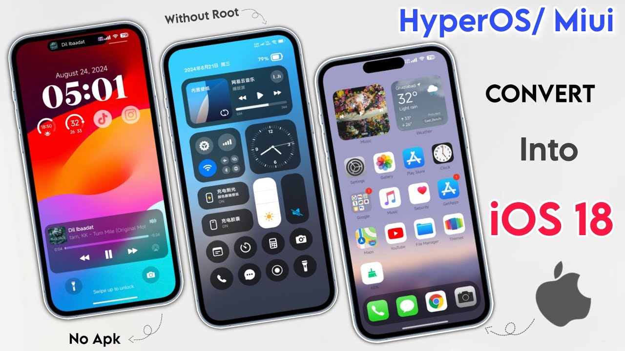 Xiaomi HyperOS Convert Into iOS 18 With All Features - Dynamic Islands Depth wall More.. - Miui 14 ✅