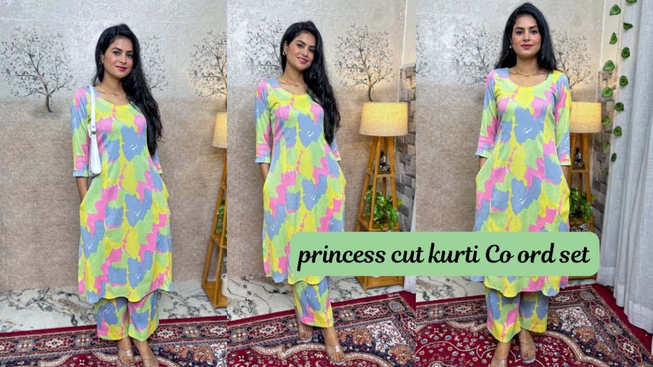 Princess cut aline Kurti with Pocket / Aline Co Ord set Cutting and stitching