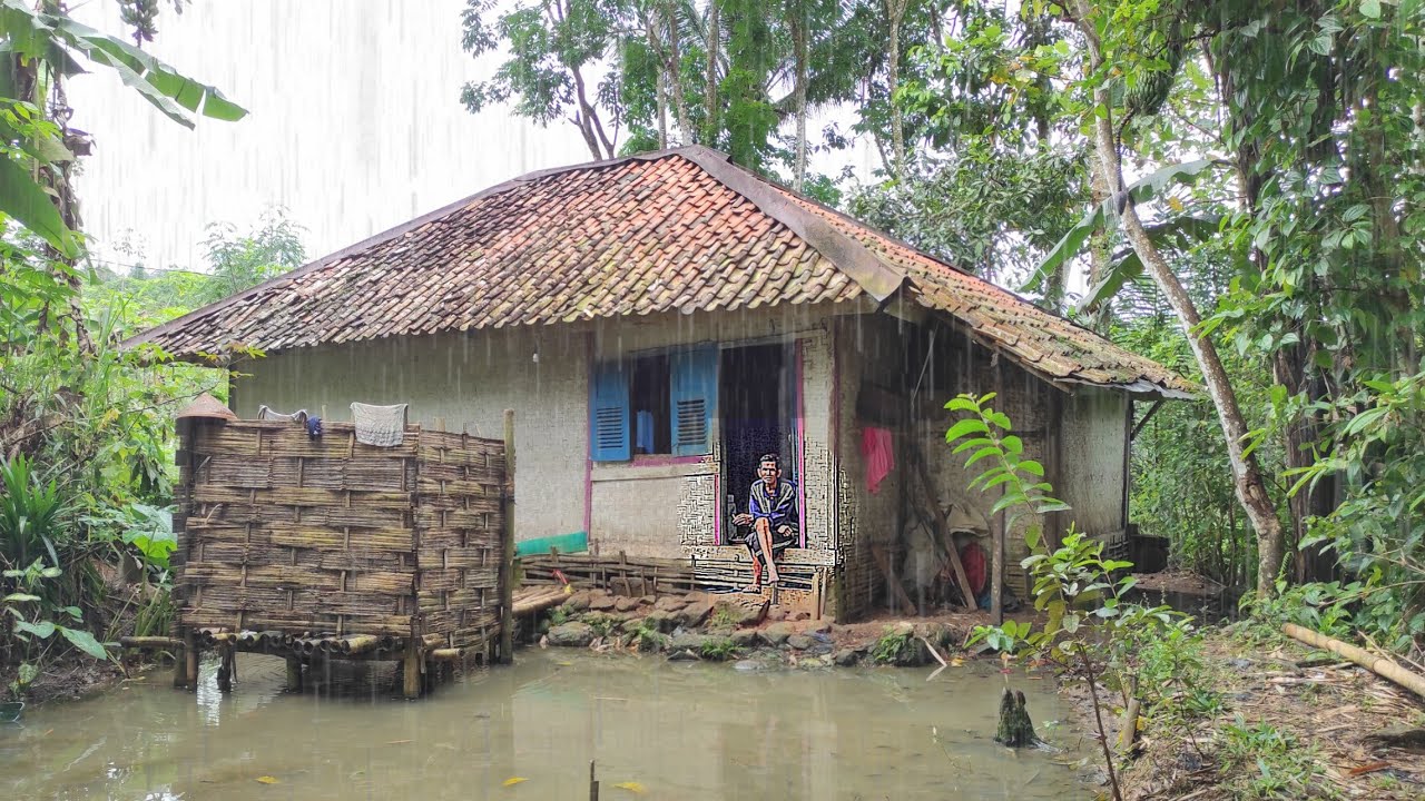 HUJAN DERAS..JUMPA SEORANG KAKEK YANG HIDUP SEDERHANA DI RUMAH TENGAH SAWAH 