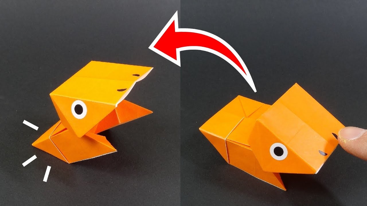 動かして遊べる折り紙おもちゃ「起き上がりサウルス」　Funny Origami Toy 