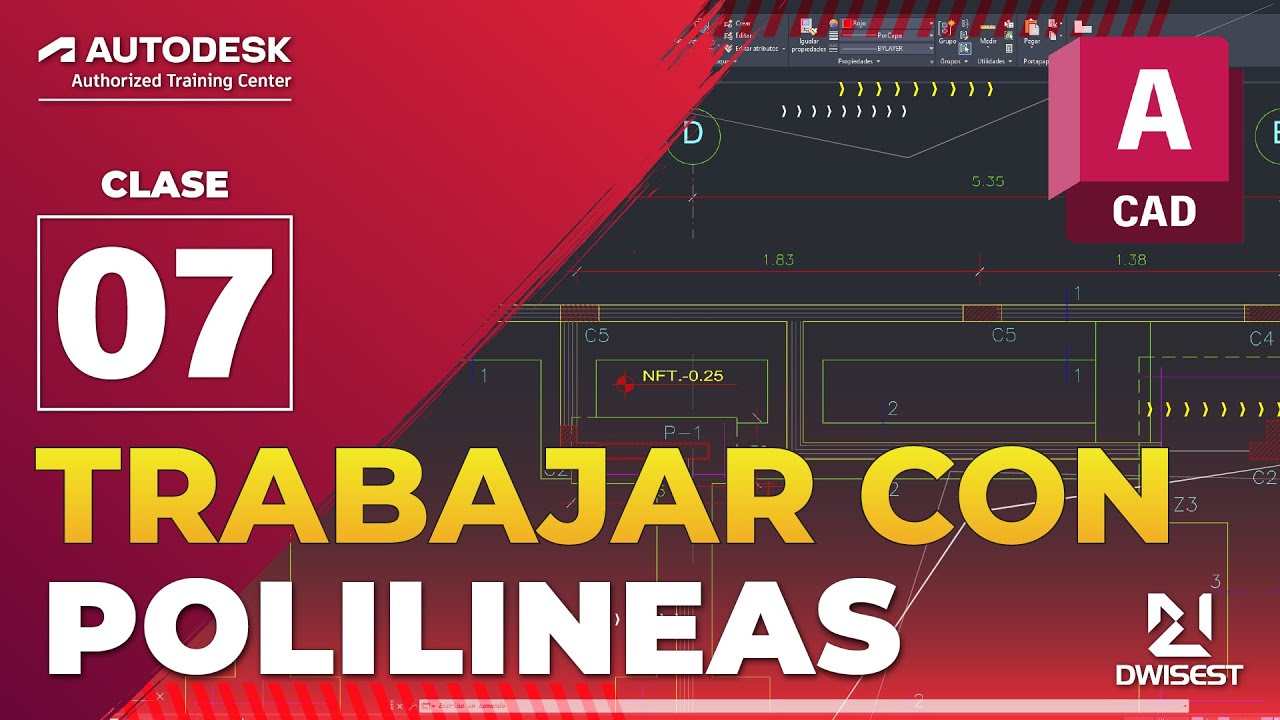 Trabajar con polilineas en Autocad 2026 - Clase 07 - Curso básico de Autocad 2026 en español