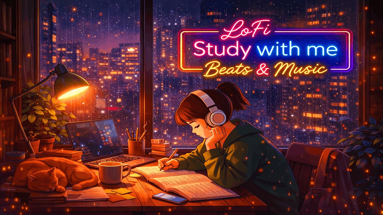 LoFi Study With Me Mix - [LoFi Study Music & Beats with Rain Sound at Night] to relax, sleep, work