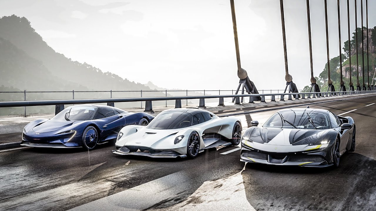 Forza Horizon 5 Drag race: Ferrari SF90 vs Aston Martin Valhala vs McLaren Speedtail
