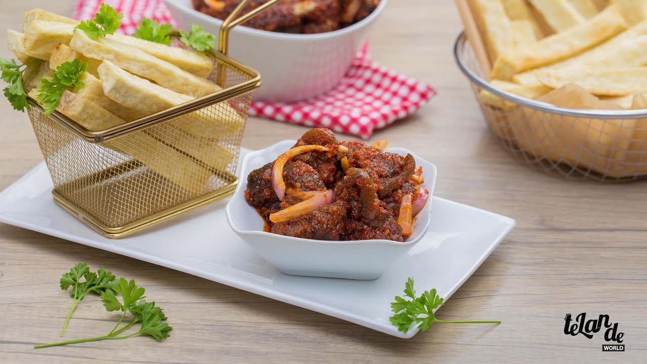 Peppered Goat Meat With Fried Yam