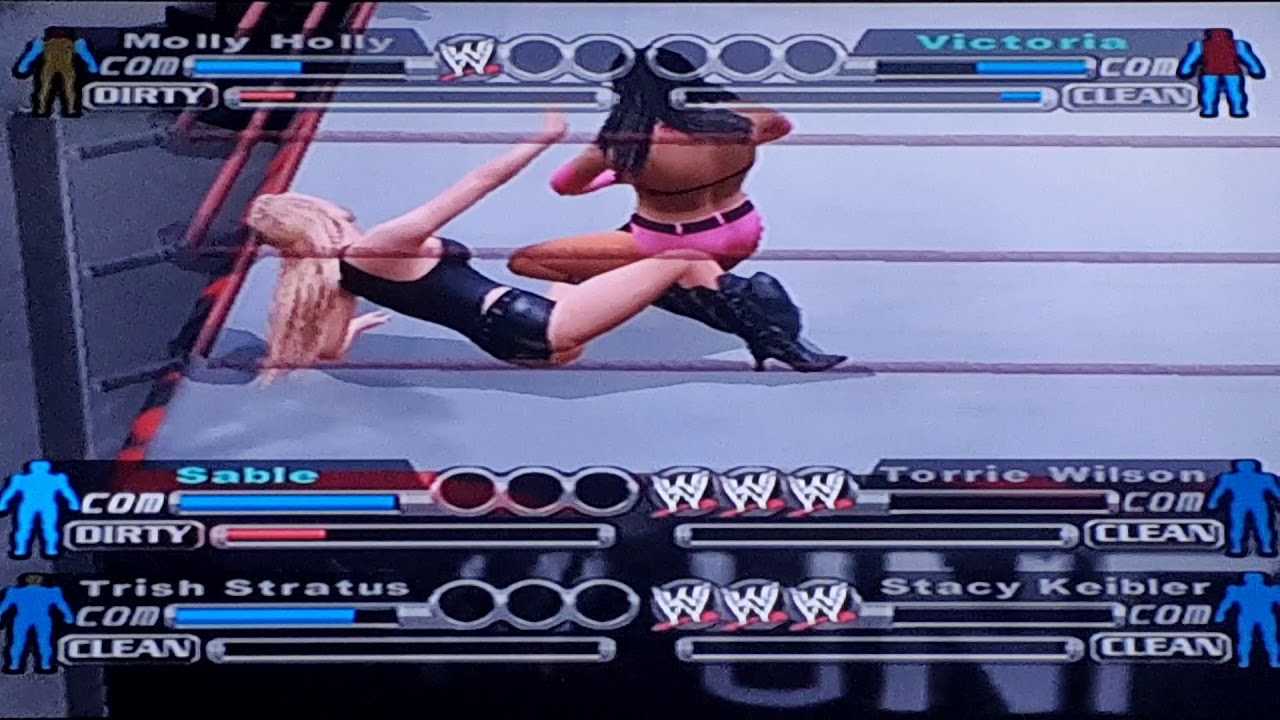 WWE Smackdown Vs Raw - Victoria, Stacy & Torrie Vs Trish, Molly & Sable -Elimination Tag Match Part1
