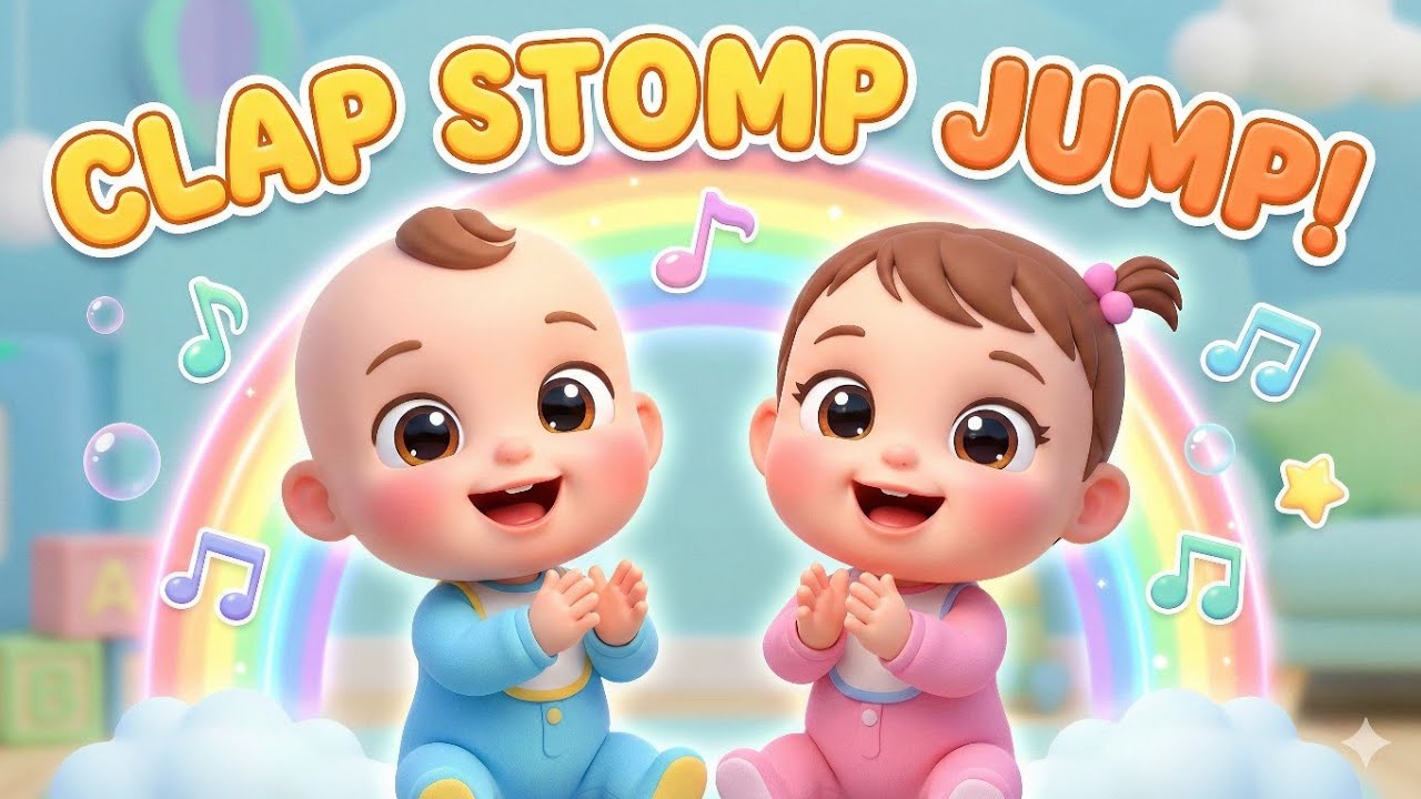 Clap Clap Stomp Jump! 👏🦶 Toddlers Action Song | Baby Dance & Learn