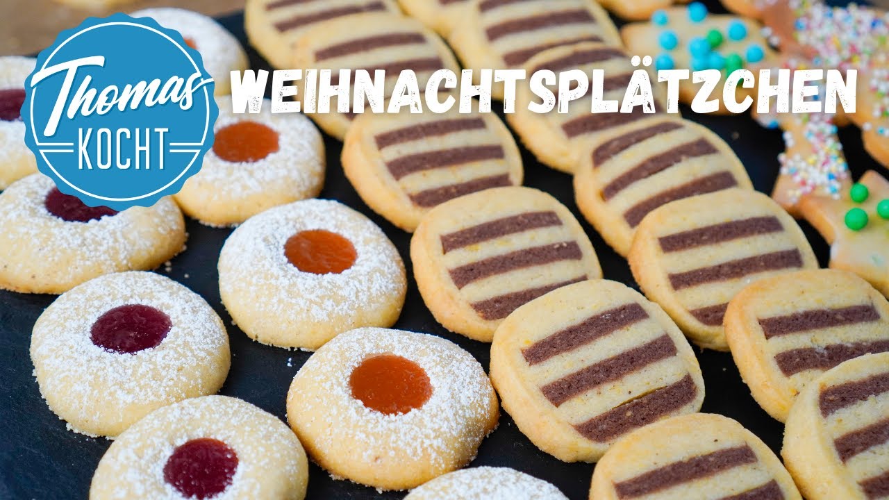 3-in-1-Weihnachtsplätzchen  -  Engelsaugen, Schwarz-Weiß-Gebäck und Mürbeteigplätzchen
