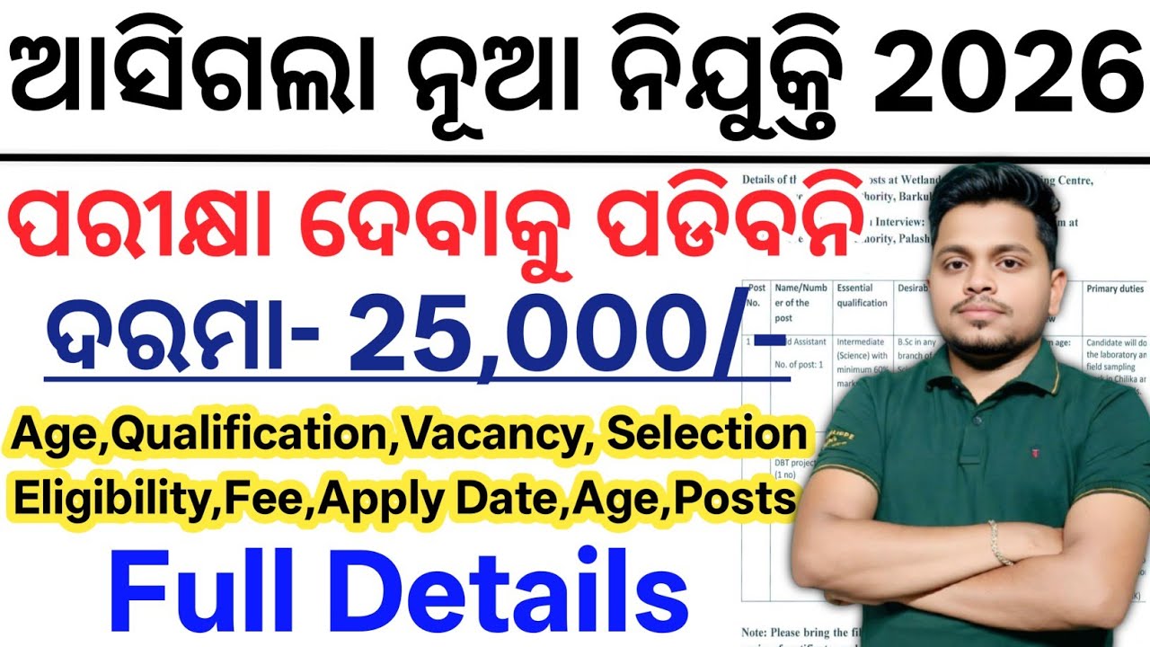 ଆସିଗଲା ନୂଆ ନିଯୁକ୍ତି 2026// Odisha New Jobs 2026// Odisha Latest Govt Job Updates 2026