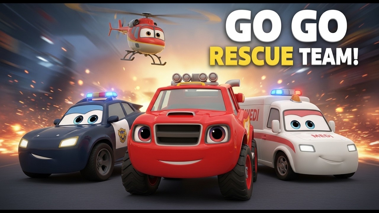 GO GO RESCUE TEAM! 🚒🚓🚑 | Fun Kids Rescue Song for Children