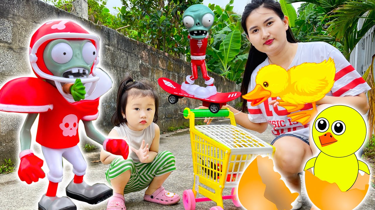 Cam Cam ra ngõ hái rau tìm thấy : Con gà , con vịt , con rùa , con zombie, con cá - Cam Cam TV
