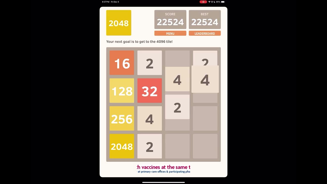 How to get 4096 in 2048 game. Full video.