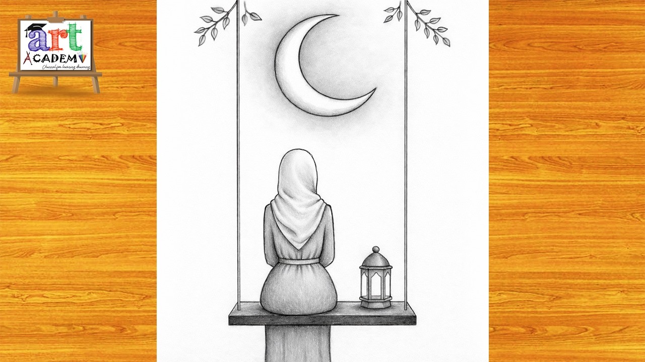 رسم رمضان 2026 | رسم بنت محجبة مع فانوس رمضان 2026 خطوه بخطوه للمبتدئين | رسم بنات