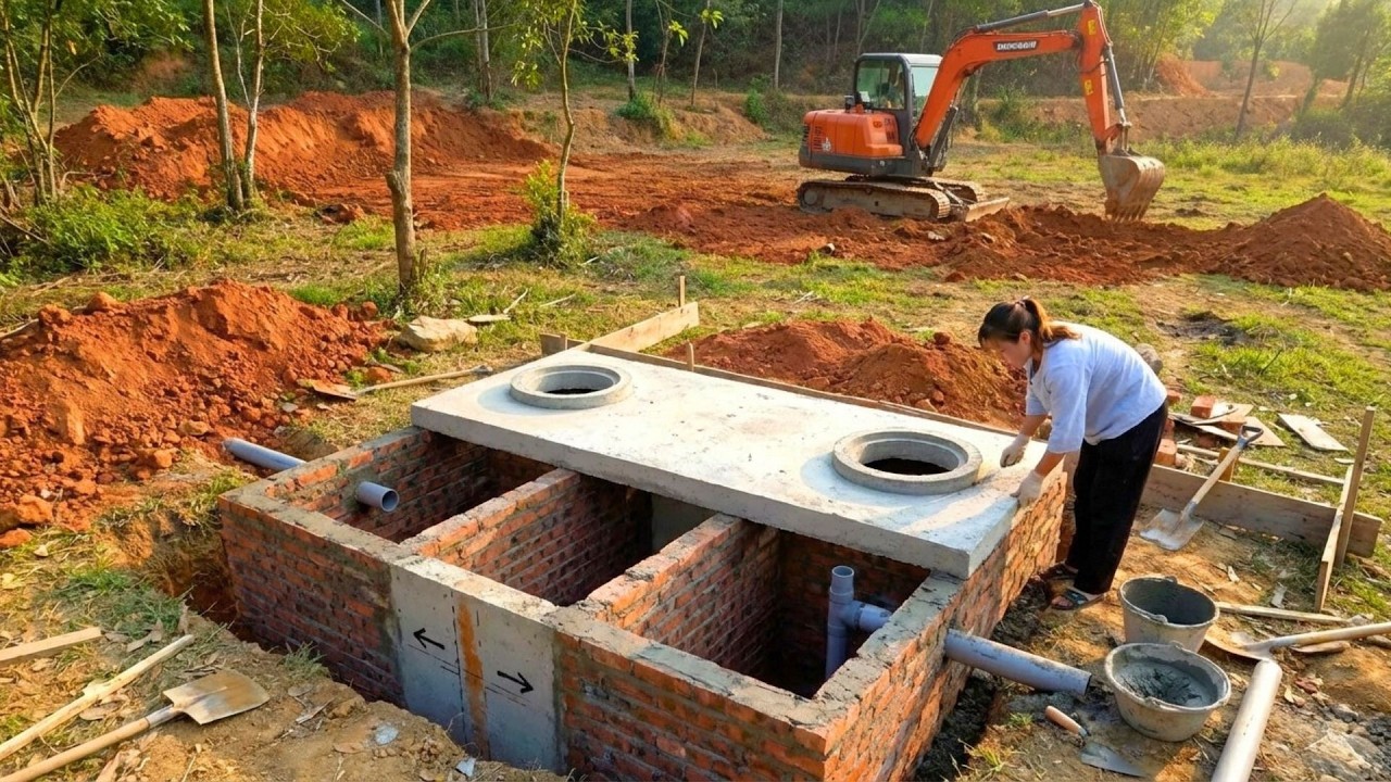Building A Toilet On The Farm For Daily Living Needs, How To Build A Septic Tank With A Cement Cover