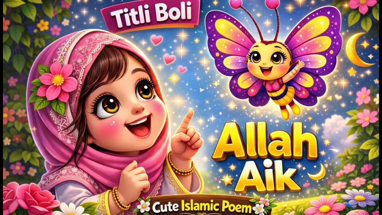 Titli Boli Allah Aik 🦋 | Islamic Kids Poem | Little Hasan