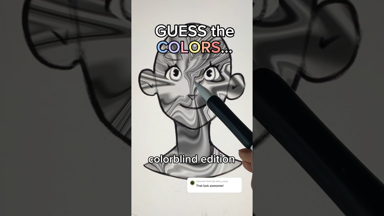 GUESS The RANDOM Colors For My Drawing..🌈❌(Colorblind Edition) #shorts #drawing #artchallenge #art