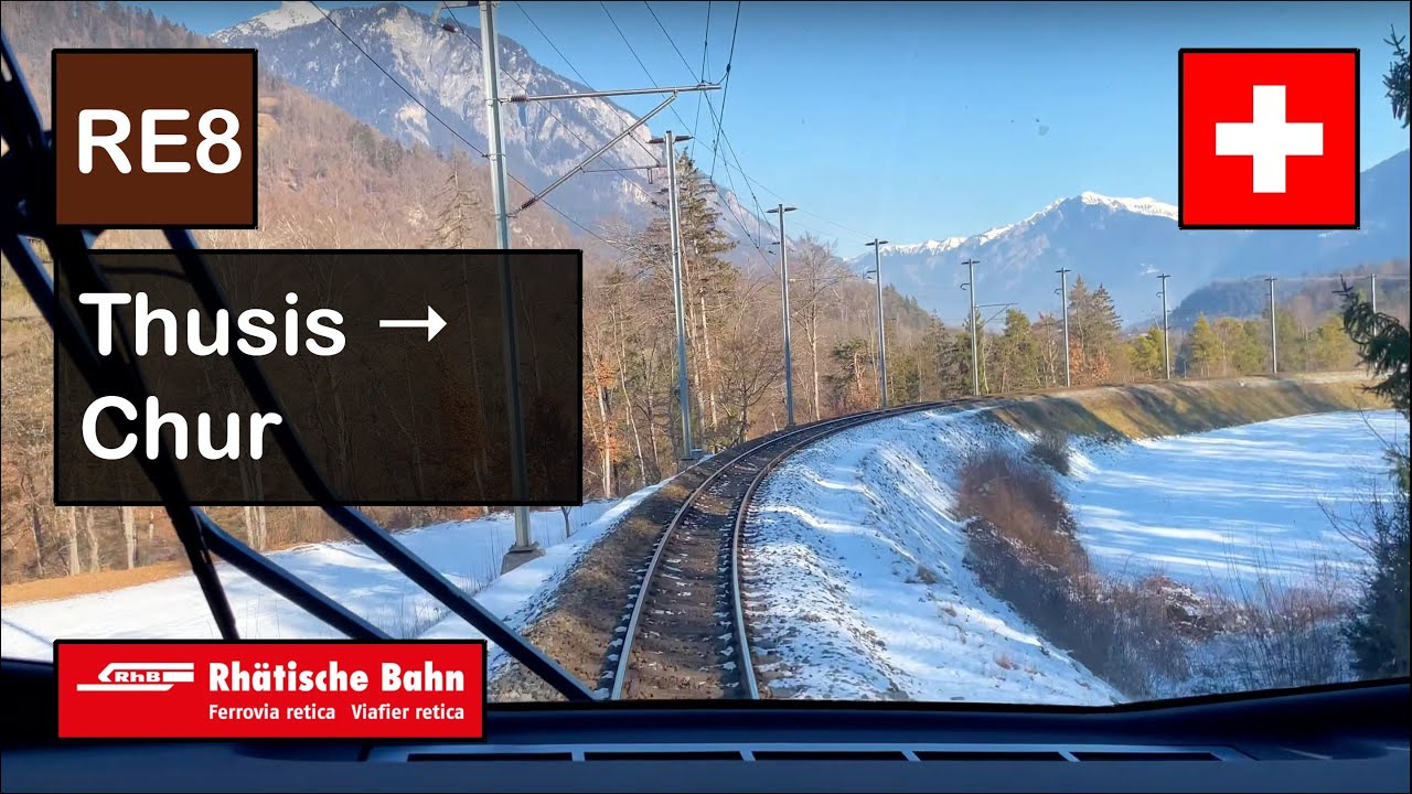 [4K] Cab Ride: RhB RHÄTISCHE BAHN | RE8: Thusis → Chur | Stadler ABe 4/16 Capricorn