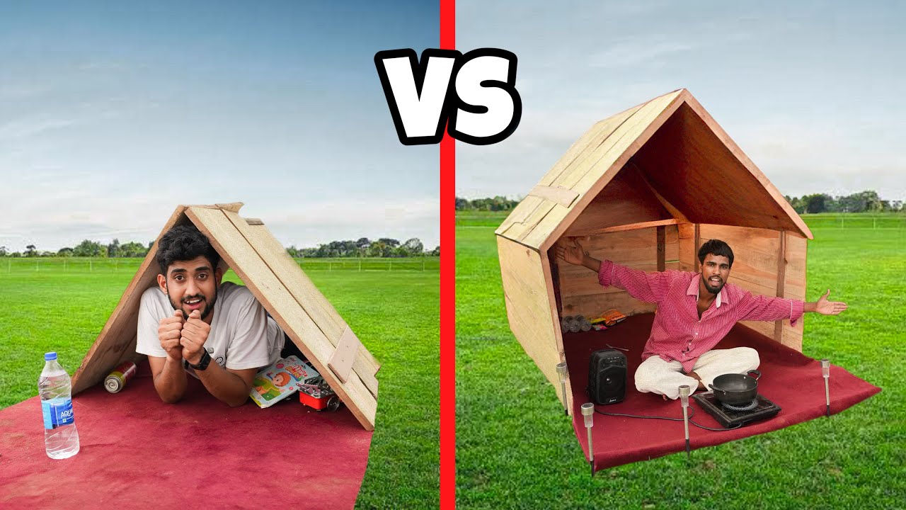 Overnight surviving challenge in low to high budget wood house