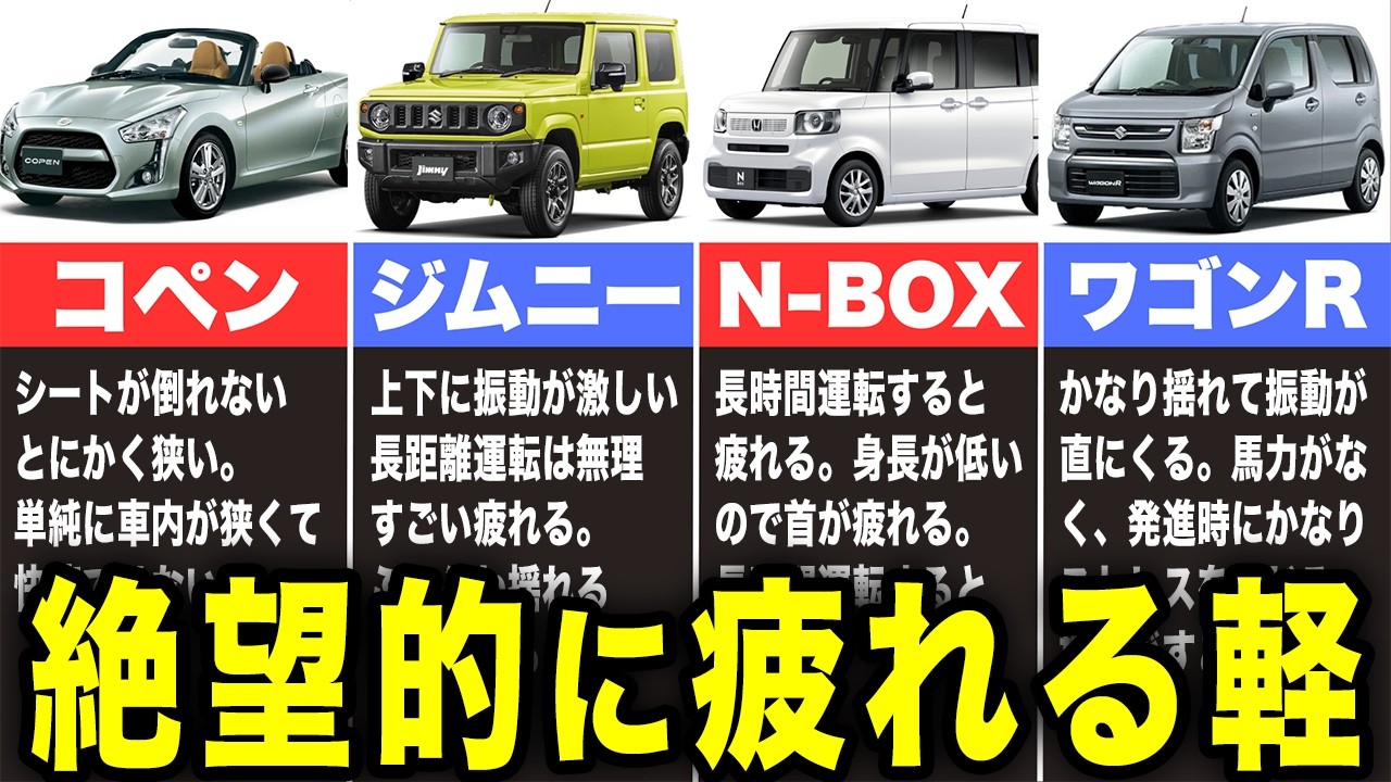 【後悔】運転して絶望的に疲れる軽自動車15選
