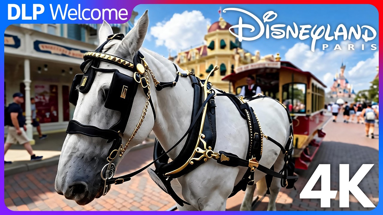 [4K] FARAWEL Horse-Drawn Streetcars : Le Tramway - Disneyland Paris