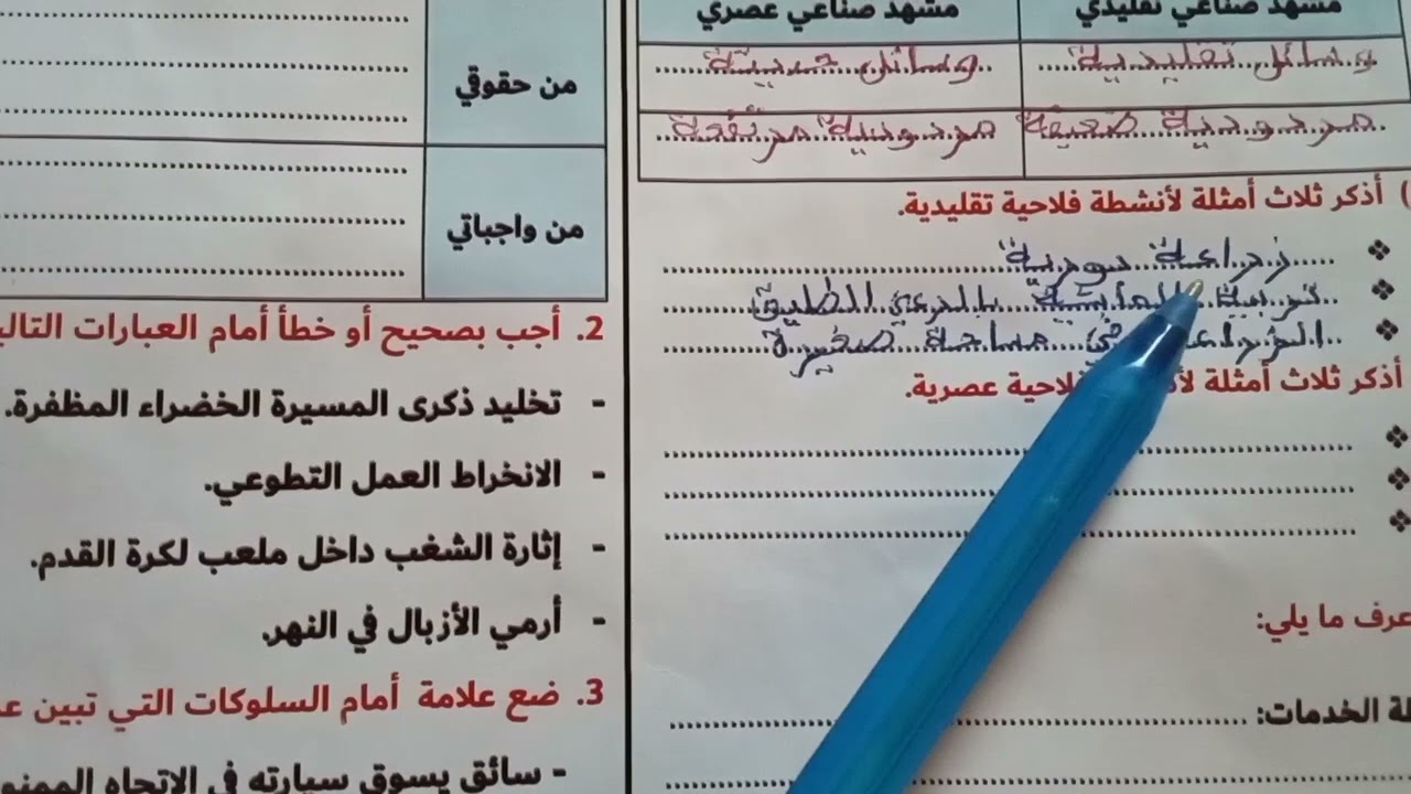 الفرض الثاني في الدورة الثانية مادة الاجتماعيات المستوى الرابع ابتدائي