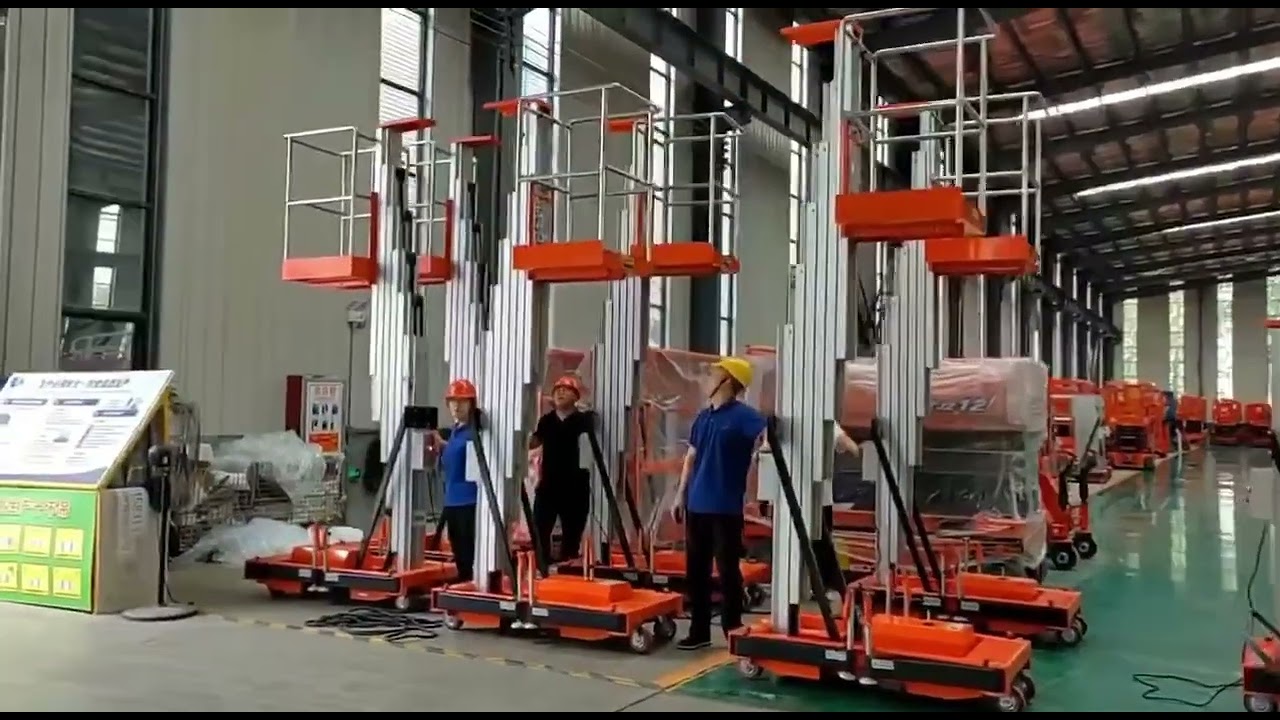 Vertical Single Mast Lift The lifting height of it is 4-10m, and it can load 100-150kg(QIyunlift)