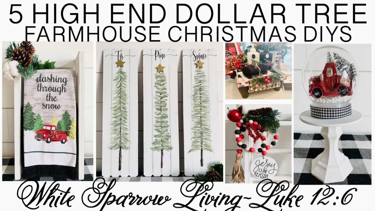 5 HIGH END DOLLAR TREE FARMHOUSE CHRISTMAS DIYS $3 PROJECTS + PAINTING TUTORIAL