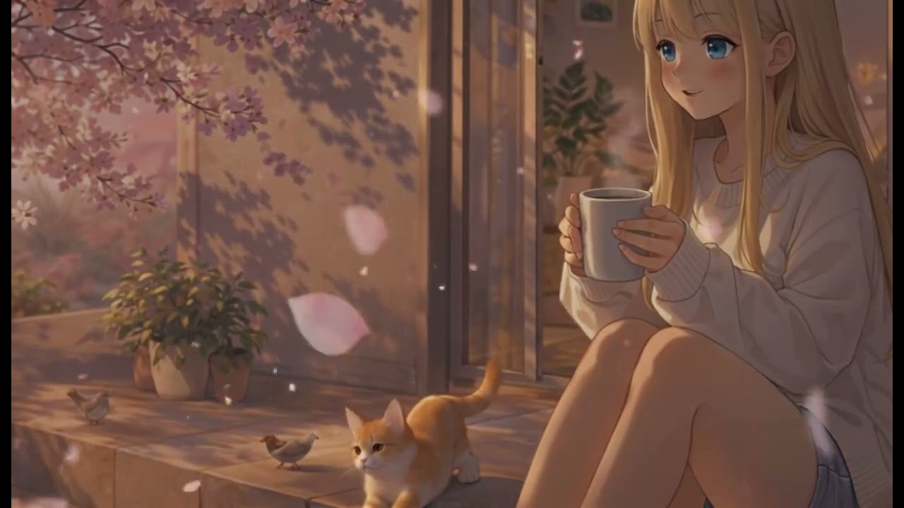 Relaxing Vibe | Calm Lo-fi Animation with Falling rose petals And Peaceful Ambiance ✨