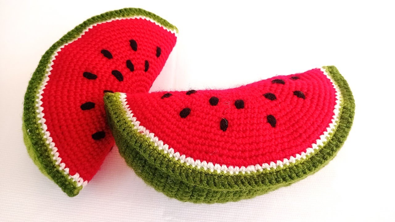 Manualidad N° 60 TAJADA DE SANDIA / Sandias tejidas a crochet paso a paso