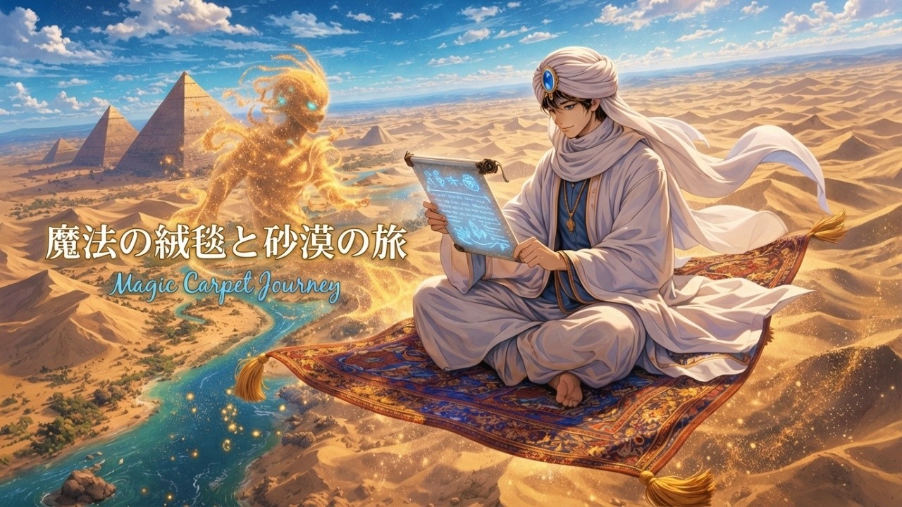 【異世界アラビア/Arabian Fantasy】「魔法の絨毯と砂漠の旅 - Magic Carpet Journey」- 古代遺跡の上空を飛び、風の精霊と共に幻の都を探す冒険の時間