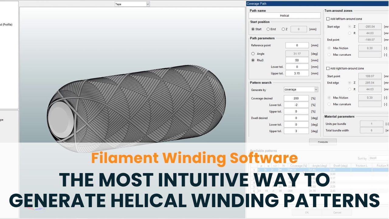 How to Easily Generate Helical Winding Patterns | Filament Winding Software TaniqWind Pro