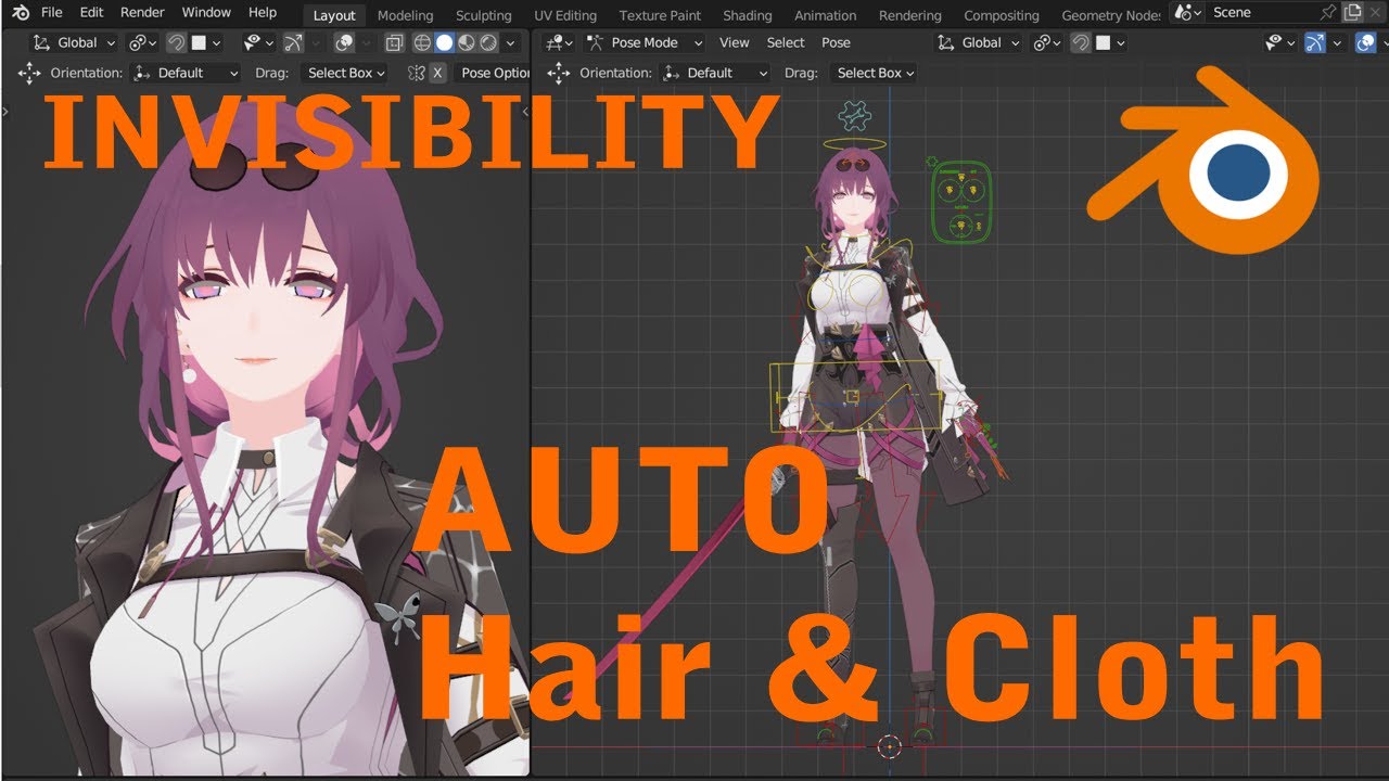 Blender Rigging AUTO Cothe And Invisibility
