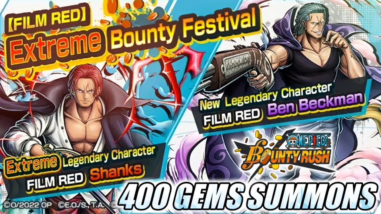 One Piece Film Red EX Shanks Summons! 400 Gems! Quick Channel Update! | One Piece Bounty Rush OPBR
