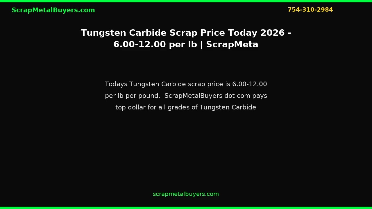 Tungsten Carbide Scrap Price Today 2026 &mdash; $$6.00&ndash;$12.00/lb | ScrapMetalBuyers.com