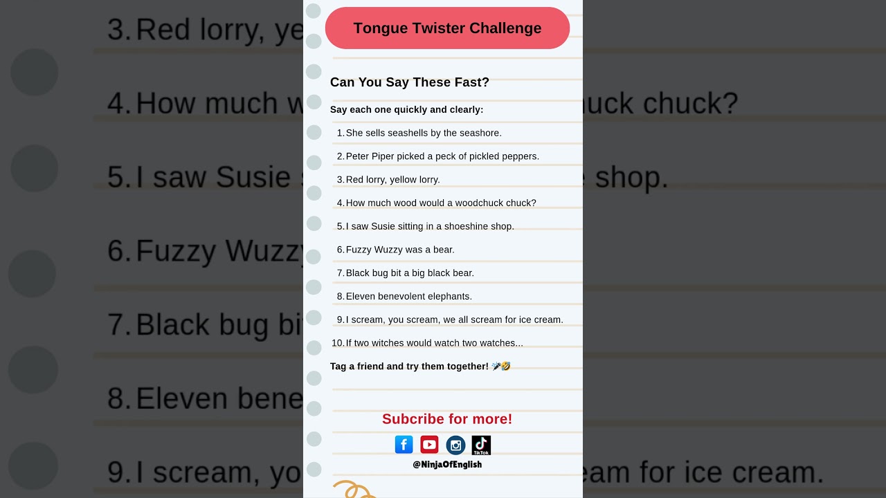 Fun Tongue Twisters to Improve Pronunciation