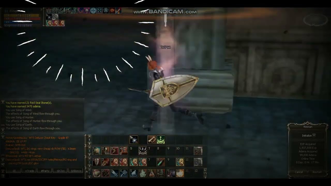 Lineage 2 Reborn 3x - (Sword Singer) July31- Lvl up solo 2.2kk exp