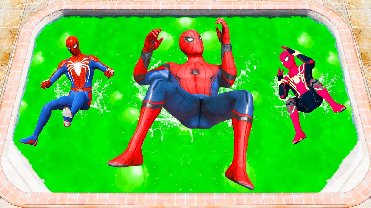 GTA 5 Team Spiderman Jumping Into Toxic Pool (Ragdolls/Euphoria Physics) #7