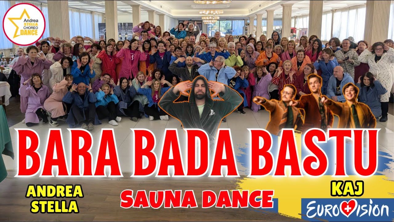 BARA BADA BASTU | Eurovision 2025 | SAUNA DANCE | Balli Di Gruppo | ANDREA STELLA | KAJ | Sweden 🇸🇪