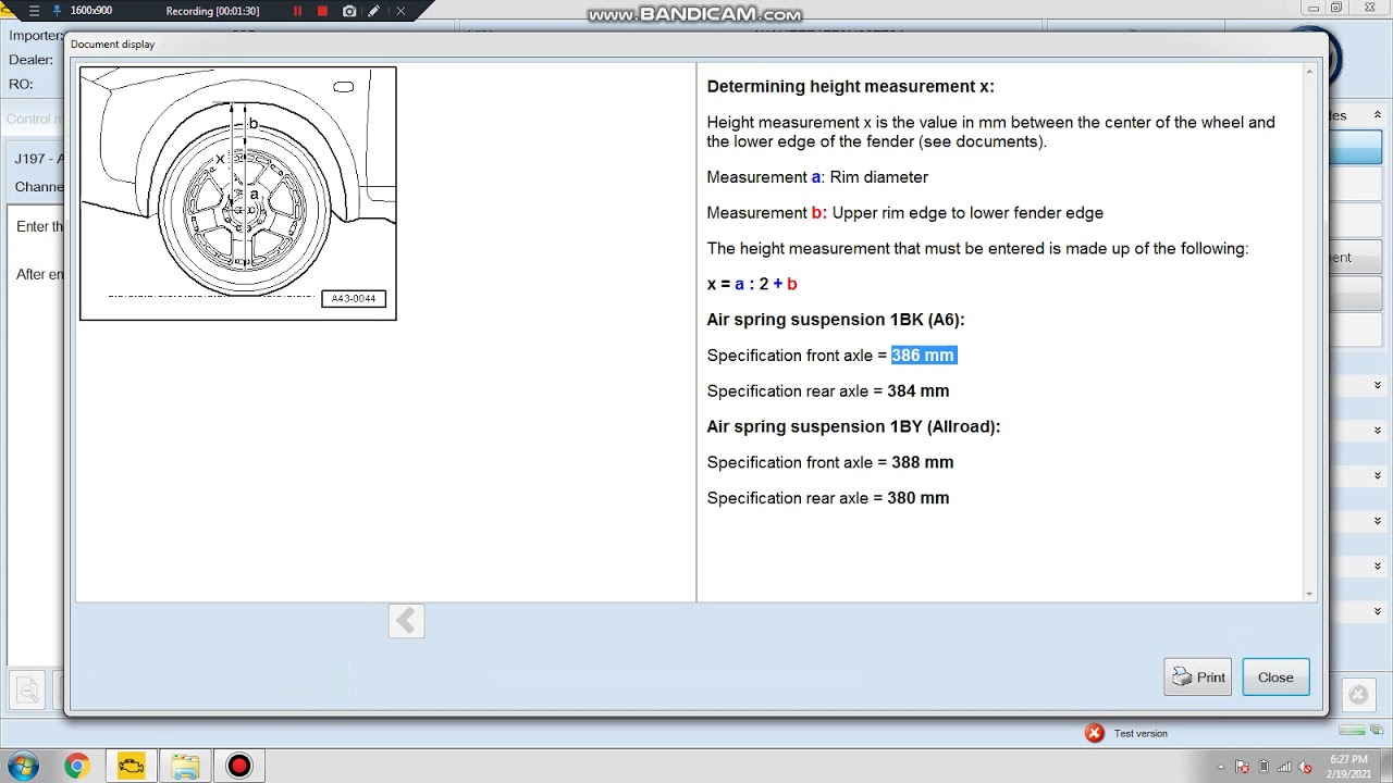 ODIS Audi A6 Air suspension system re-adaption