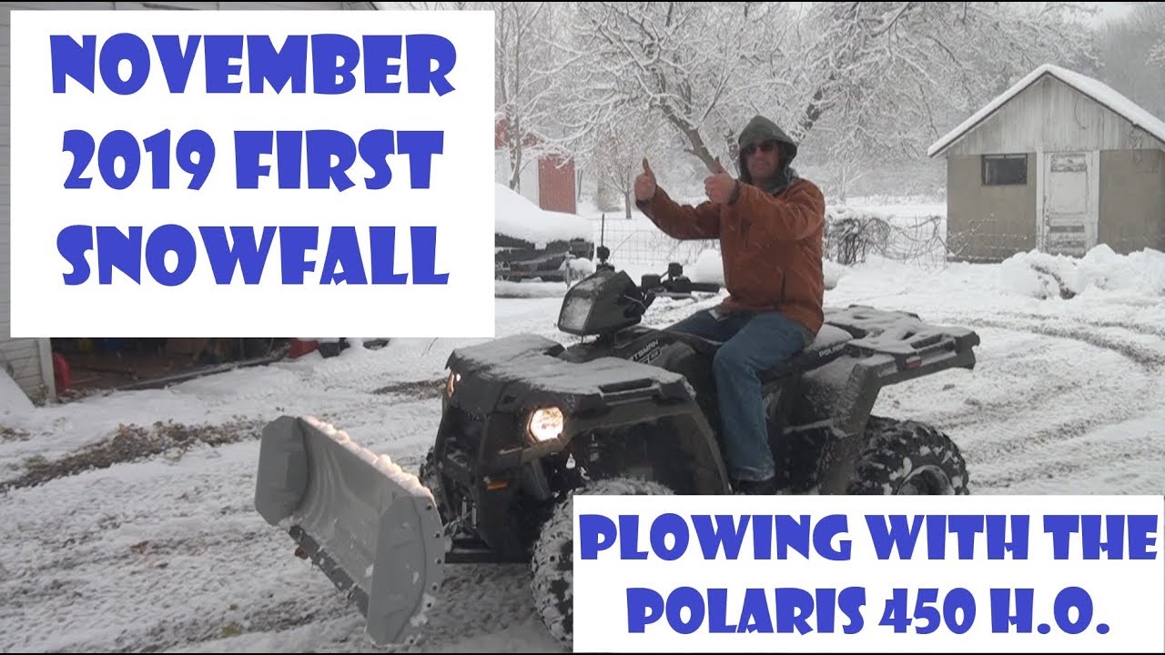 2019 First Fall/Winter Snowfall | Plowing With Polaris Sportsman 450 H.O.