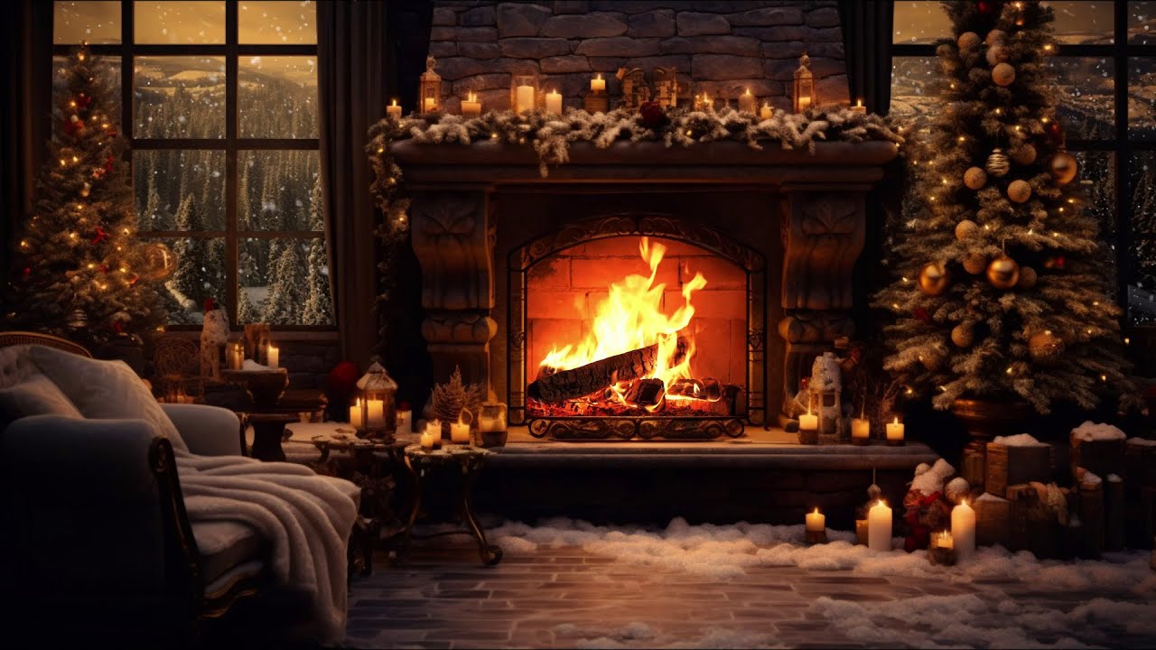 Snowstorm Night And Cozy Fireplace Sound - Deep Sleep And Stress Relief - Sleep Therapy 💤