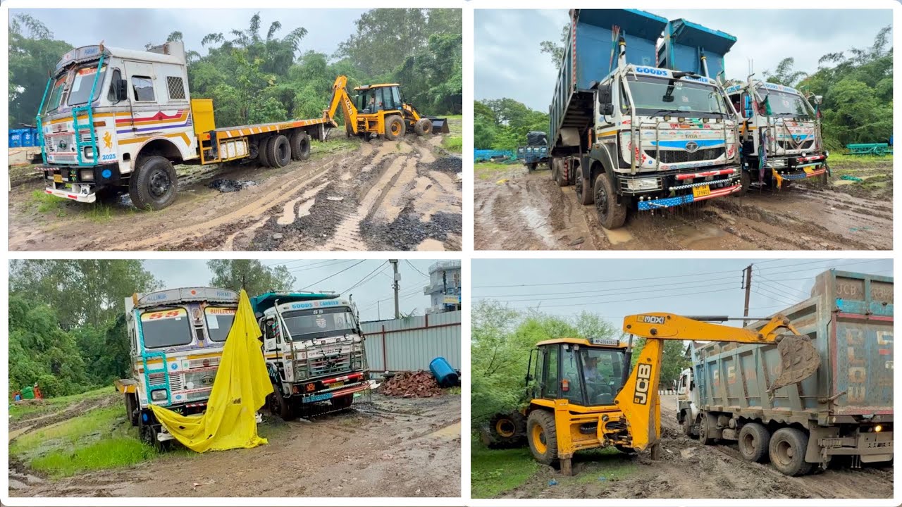 Saving my TATA Tippers in Heavy Flood हमारे शहर में एक बार फिर बाढ़ जैसे हालात JCB 3dx Help to Save