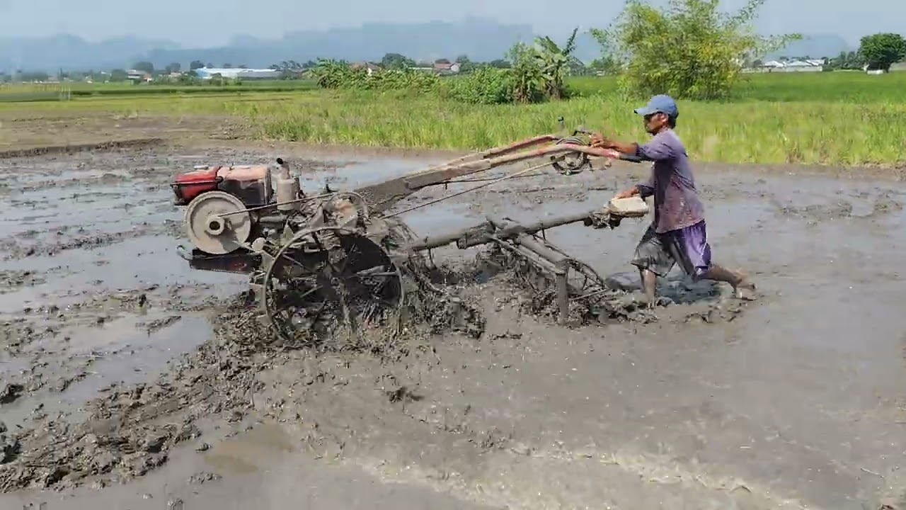 TRAKTOR SAWAH CIREBON MEMBAJAK TANAH SAWAH DENGAN GLEBEK PUTAR JOKI MADA 109