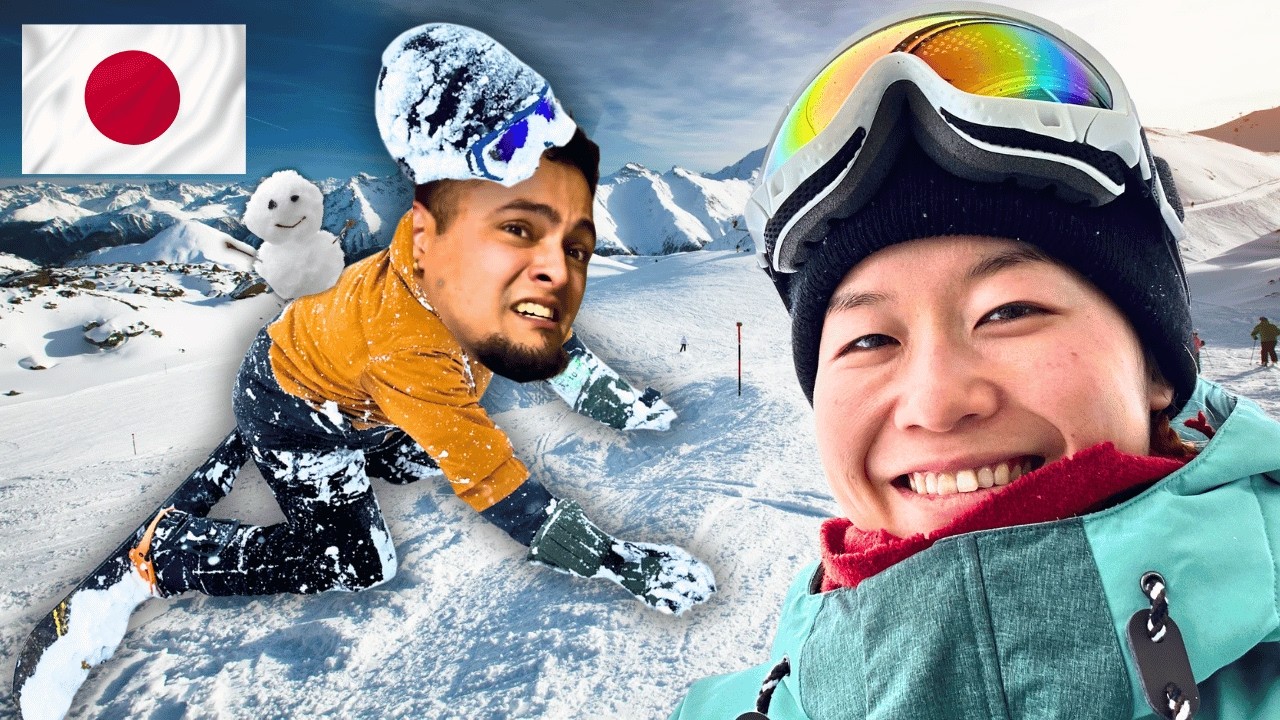 la PRIMERA VEZ de mi ESPOSO MEXA… haciendo SNOWBOARD en JAPÓN! 🏂🇯🇵❄️ (con TORMENTA de NIEVE!)