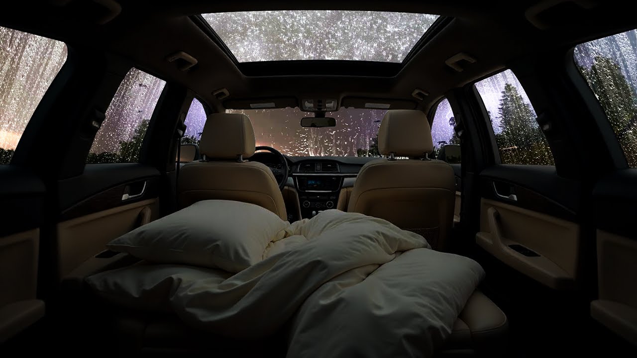 Fall Asleep Fast to Heavy Rain on Car Roof — Dark Ambience Sleep Sounds