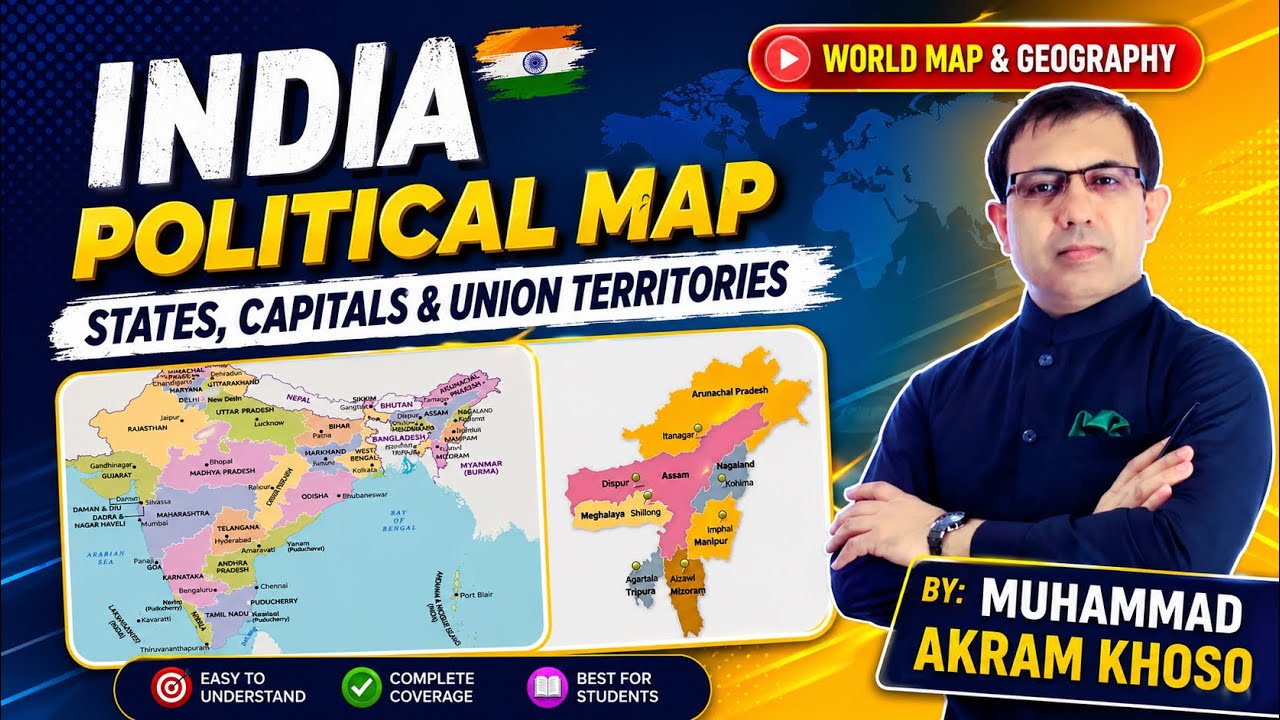 India Political Map States their Capitals and Union Territories | By Muhammad Akram