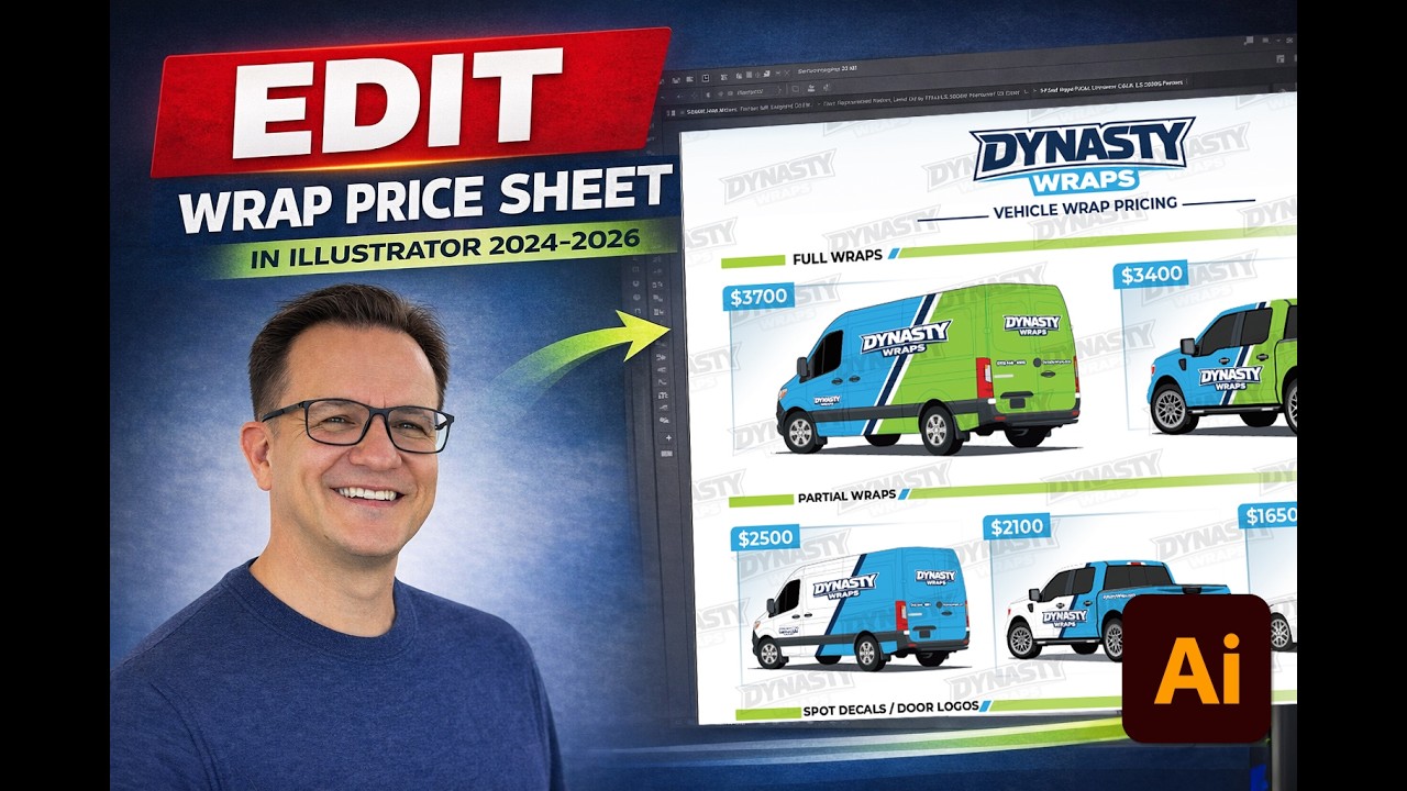 How to Edit the Dynasty Wraps Vehicle Wrap Price Sheet Template in Adobe Illustrator 2024–2026